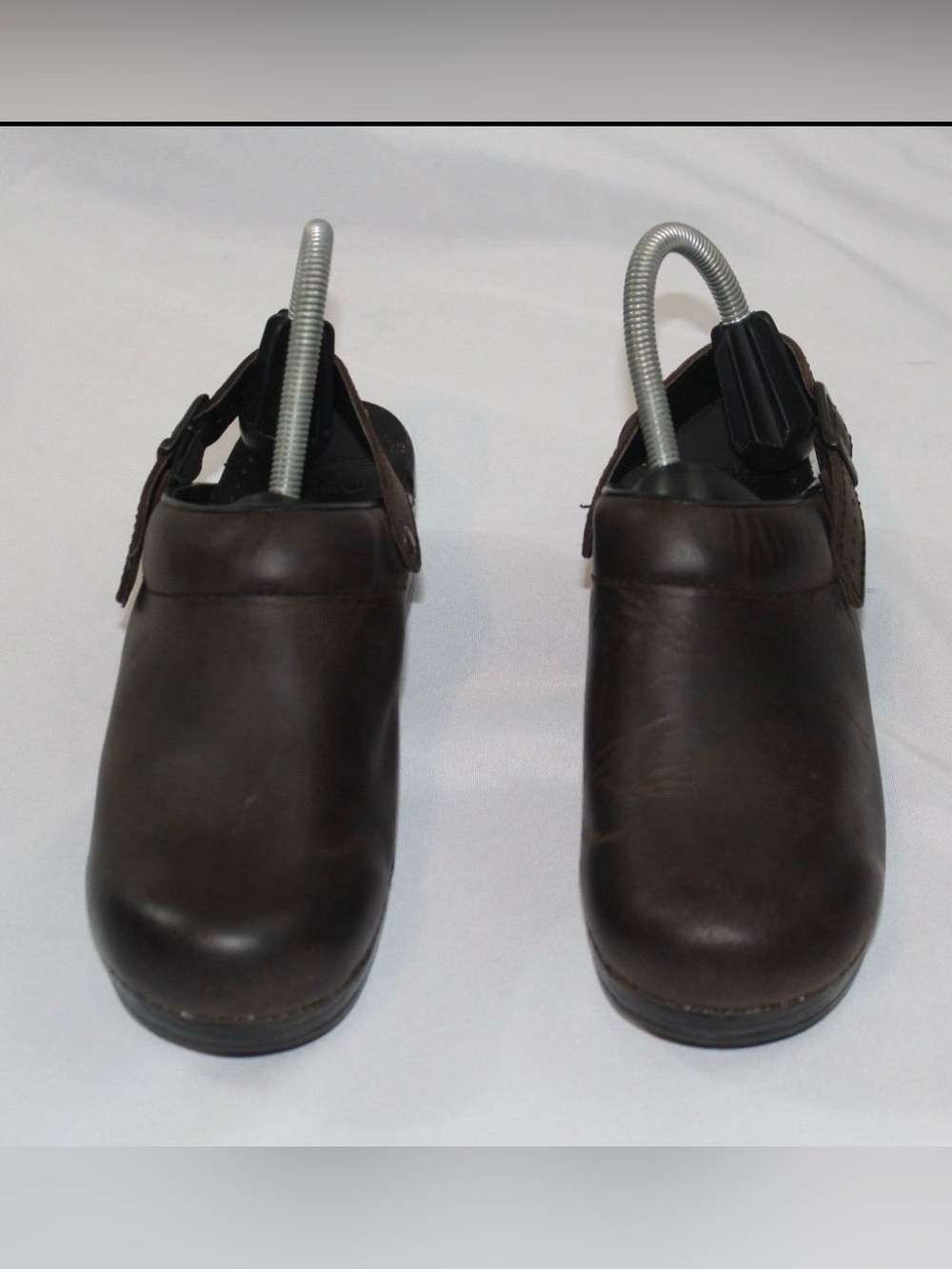 Dansko Ingrid 7 37 Brown Leather Clog Mule Buckle Strap Slip On Comfort